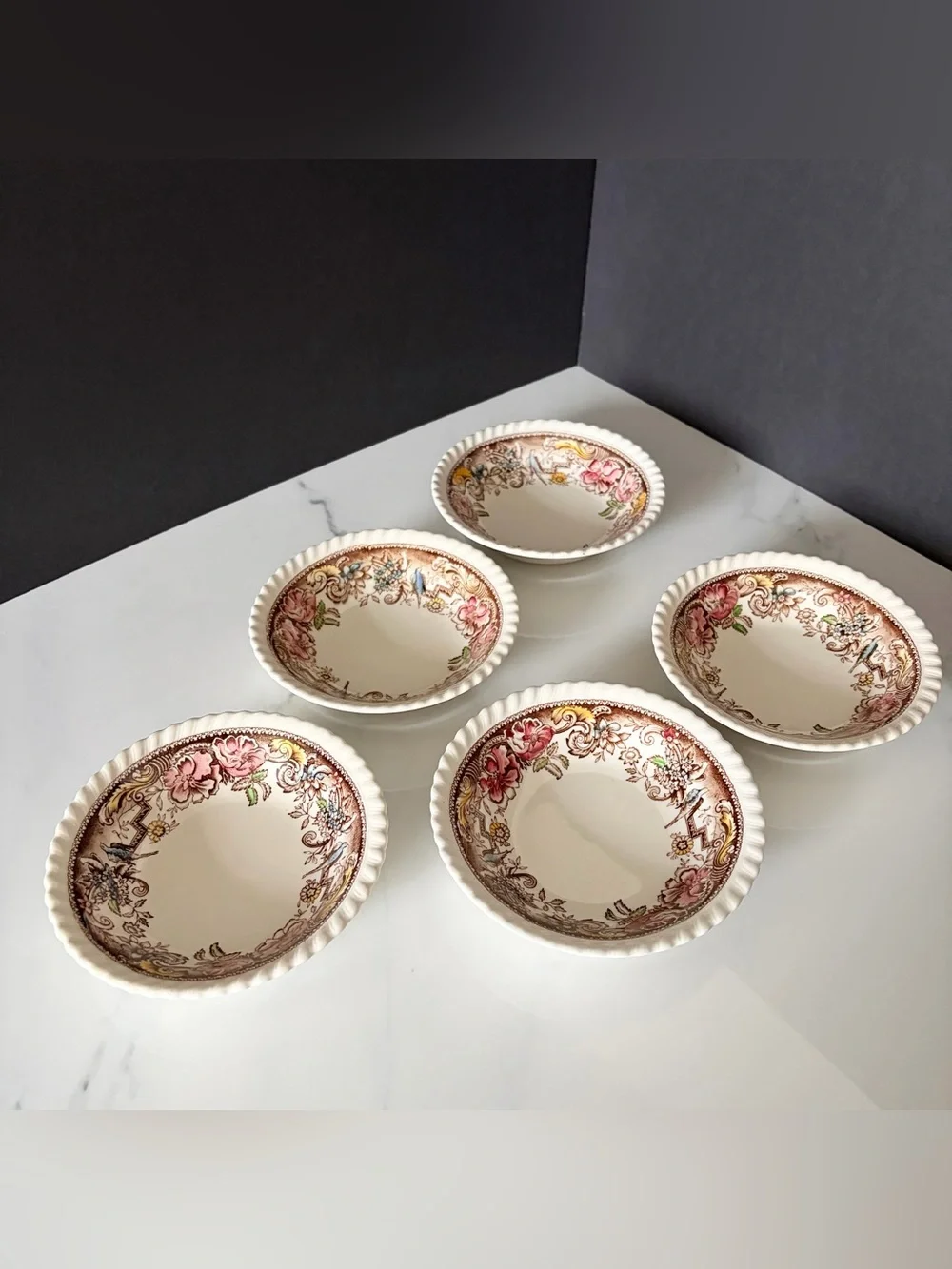 SET of 5 Dessert Berry Bowls - Devonshire by Johnson Brothers